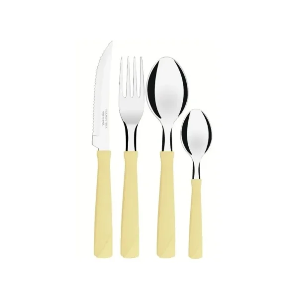 Set cubiertos x24 + cubiertera New Kolor beige – TRAMONTINA