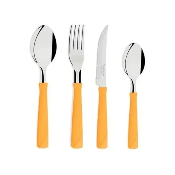Set cubiertos x24 + cubiertera New Kolor naranja – TRAMONTINA