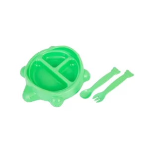 Plato infantil plástico tortuga con cubiertos