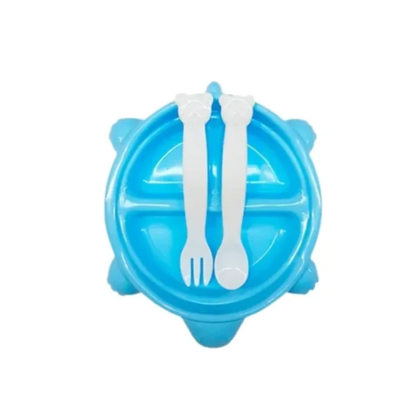 Plato infantil plástico tortuga con cubiertos