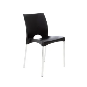 Silla Boston negra con patas de aluminio – GARDENLIFE