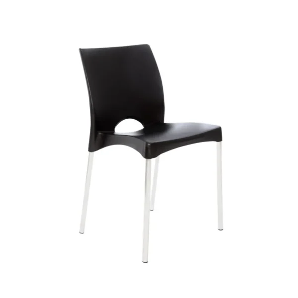 Silla Boston negra con patas de aluminio – GARDENLIFE