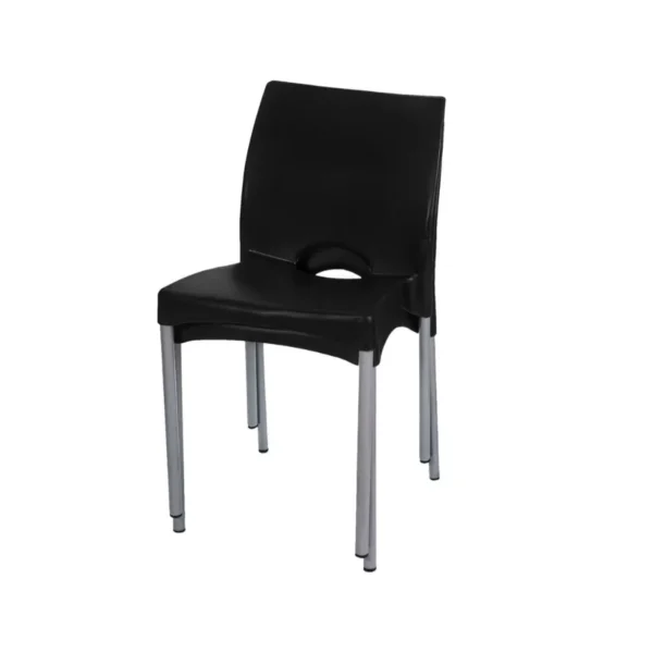 Silla Boston negra con patas de aluminio – GARDENLIFE
