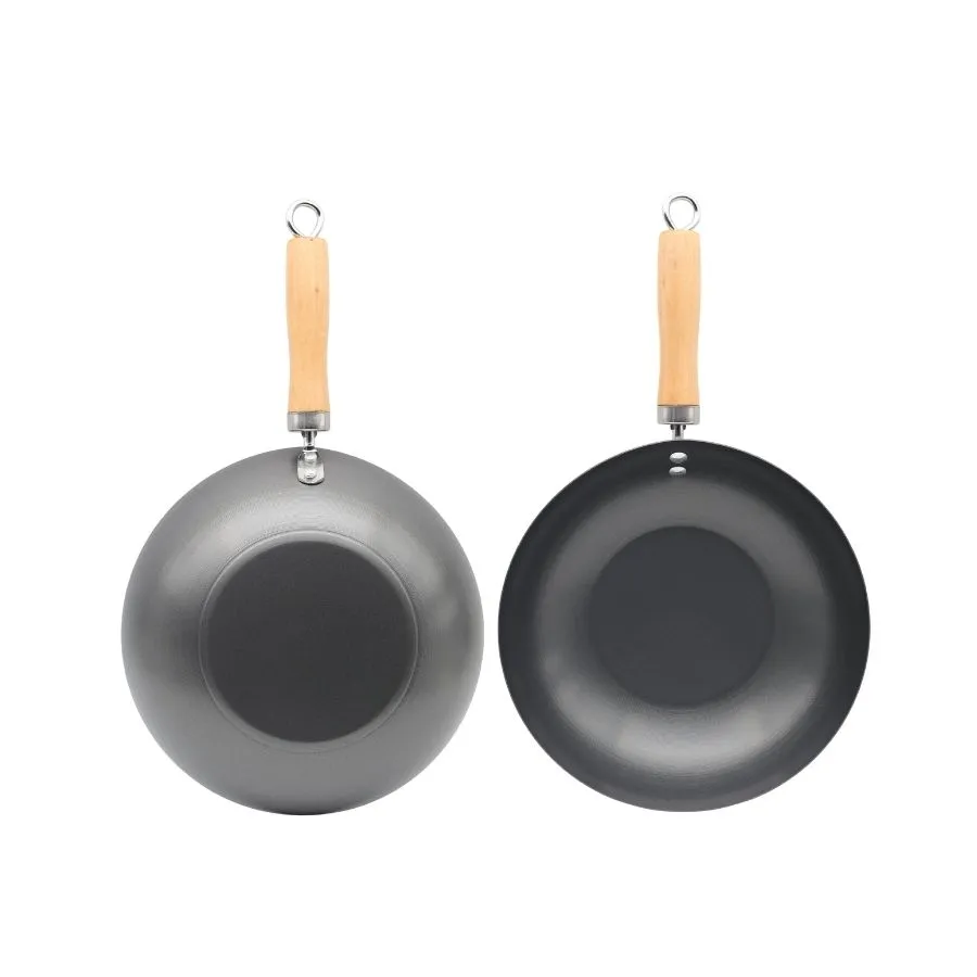 Wok antiadherente 30 cm con mango de madera – NOUVELLE CUISINE