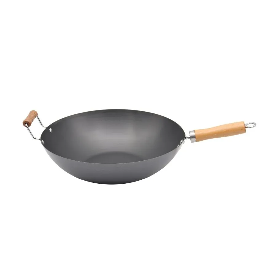 Wok antiadherente 30 cm con mango de madera – NOUVELLE CUISINE