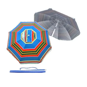 Sombrilla aluminizada rayada reclinable 2 m