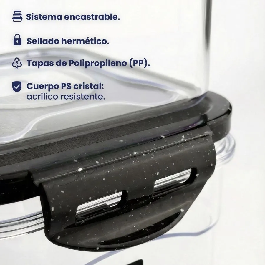Frasco acrílico cuadrado 1,8 L tapa color - OLÍMPICO