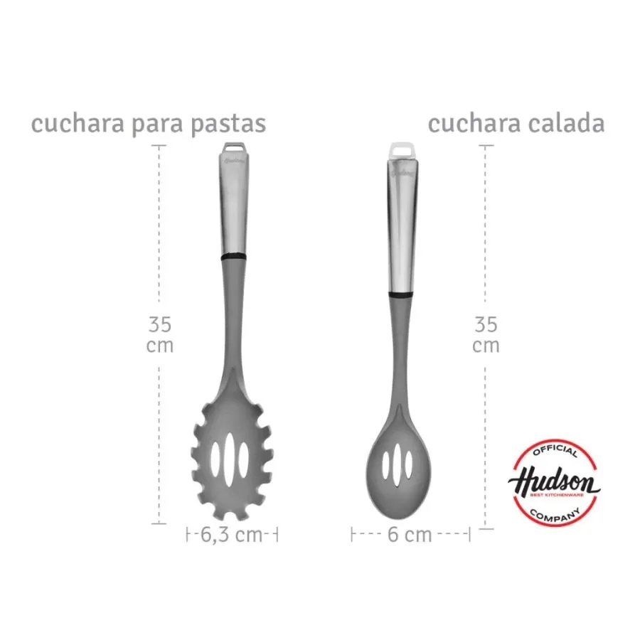 Set 6 utensilios gris mango acero - HUDSON