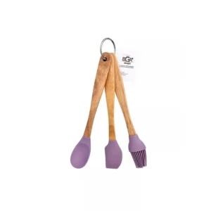 Set 3 utensilios silicona mango madera – OLÍMPICO