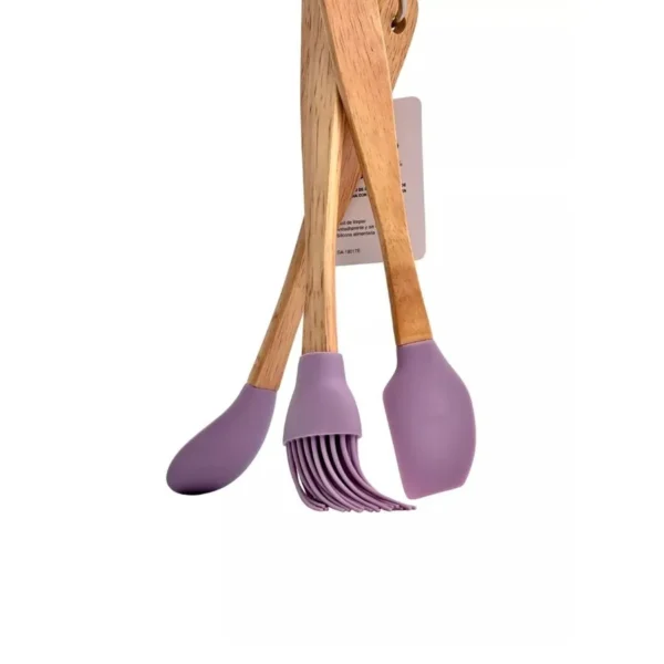 Set 3 utensilios silicona mango madera – OLÍMPICO