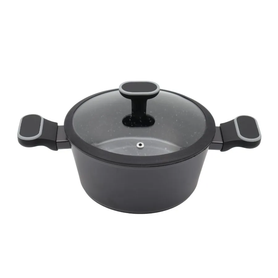Cacerola antiadherente Granito negra 24 cm – CAROL