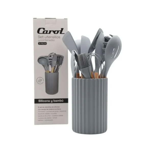 Set utensilios silicona y bambú x 12 – CAROL