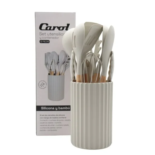 Set utensilios silicona y bambú x 12 – CAROL