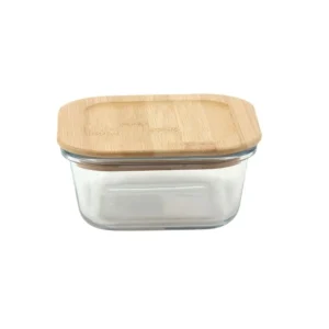 Contenedor vidrio cuadrado tapa bambú 520 cc – CAROL