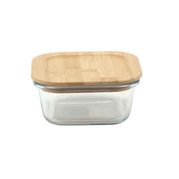Contenedor vidrio cuadrado tapa bambú 520 cc – CAROL