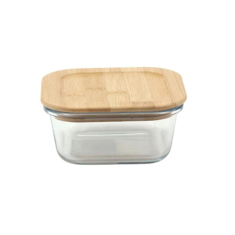 Contenedor vidrio cuadrado tapa bambú 520 cc – CAROL