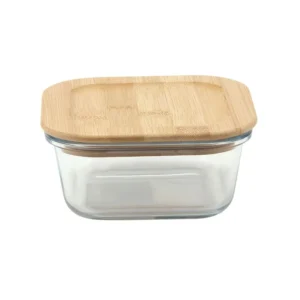Contenedor vidrio cuadrado tapa bambú 800 cc – CAROL