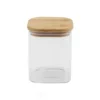 Frasco vidrio cuadrado tapa bambú 12,5 cm - CAROL