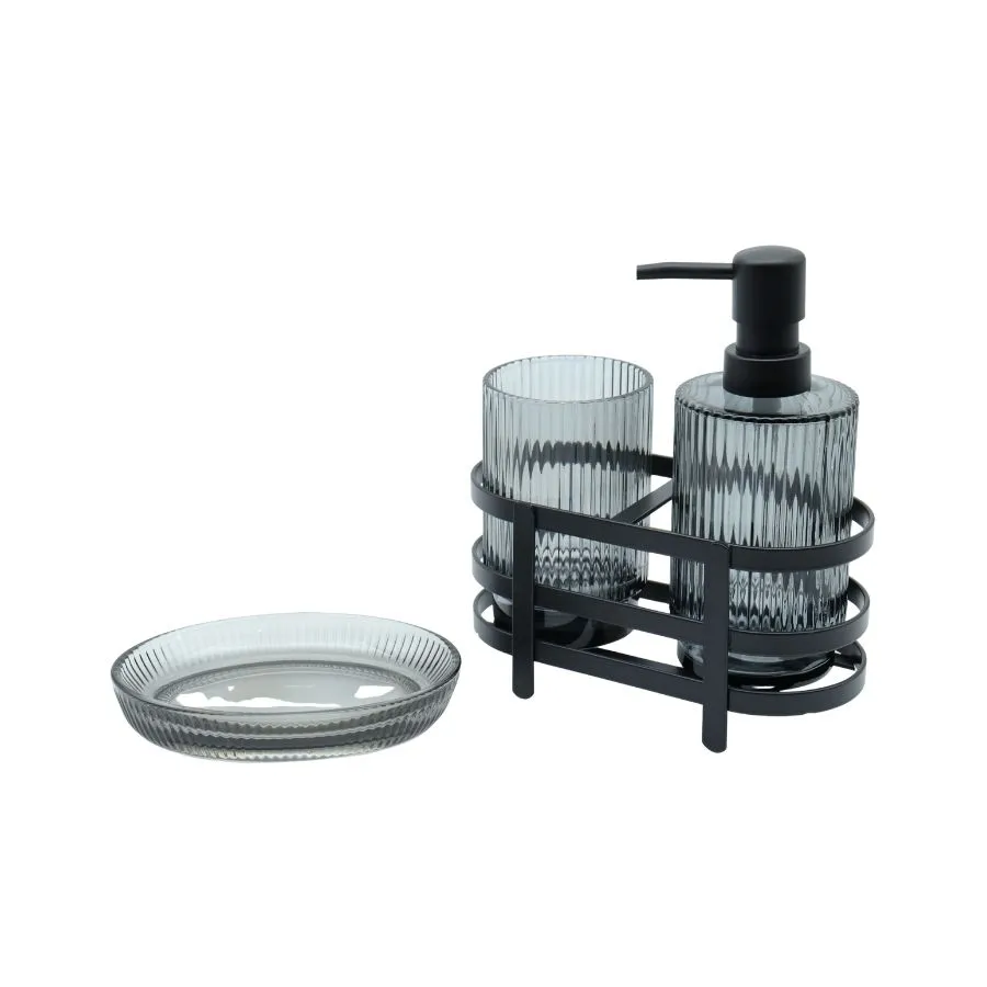 SET BAÑO VID NGRO 4 PZ BASE METAL "BNB"