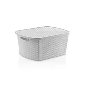 Caja plástica Ratán 25 L blanca con tapa – STAR COMPANY