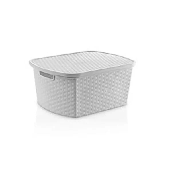 Caja plástica Ratán 25 L blanca con tapa – STAR COMPANY