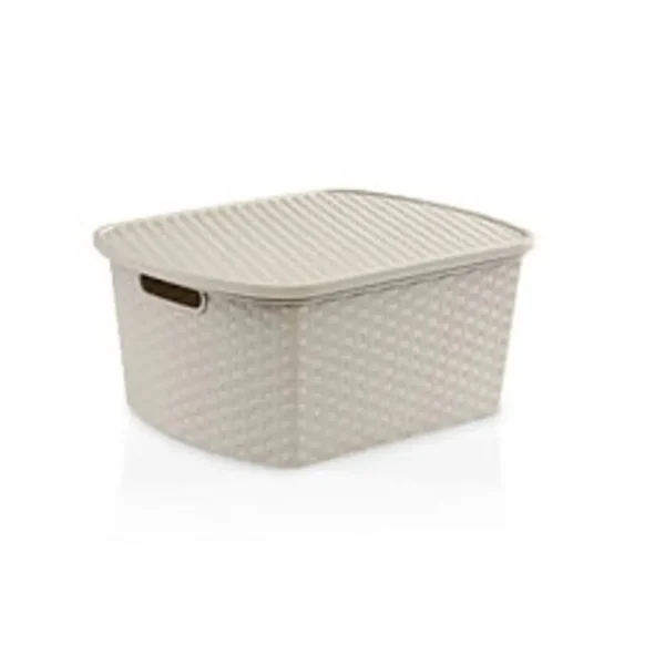 Caja plástica Ratán 25 L gris con tapa – STAR COMPANY