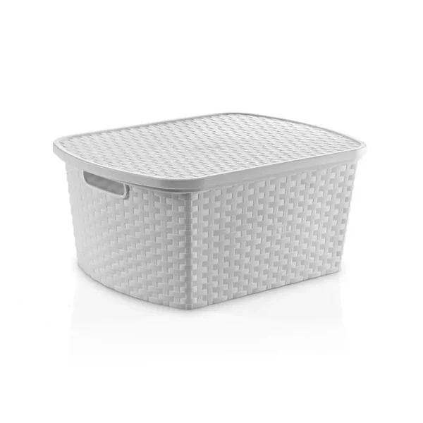 Caja plástica Ratán 15 L blanca con tapa – STAR COMPANY