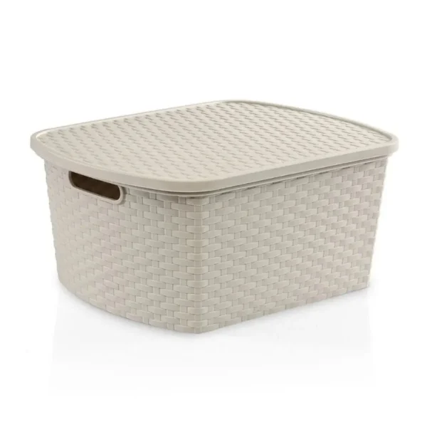 Caja plástica Ratán 15 L gris con tapa – STAR COMPANY