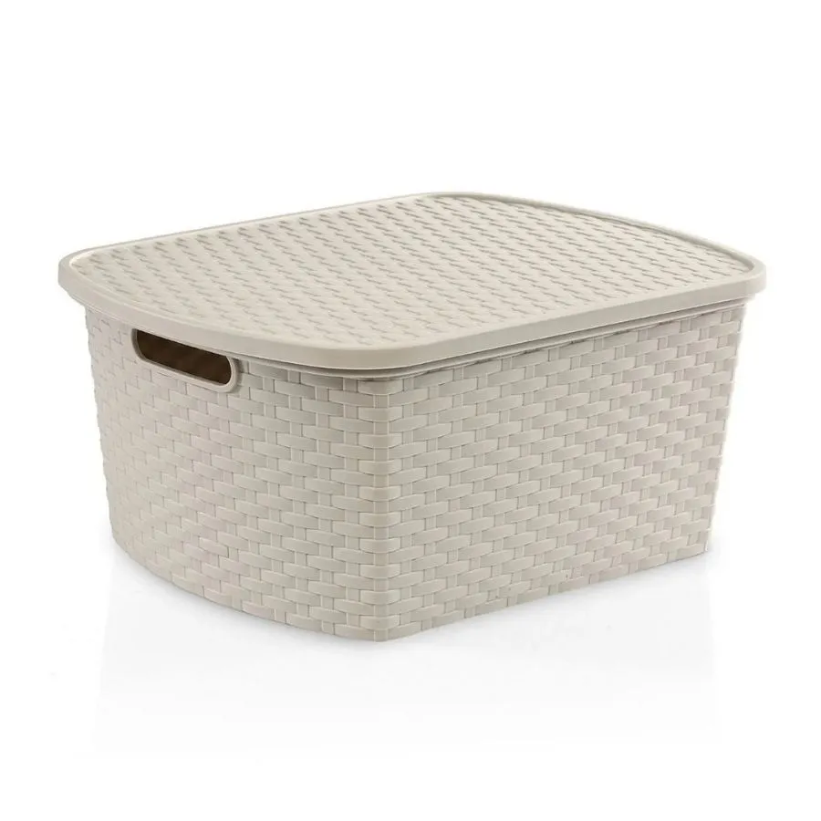 Caja plástica Ratán 15 L gris con tapa – STAR COMPANY