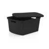 Caja plástica Ratán 15 L negra con tapa - STAR COMPANY