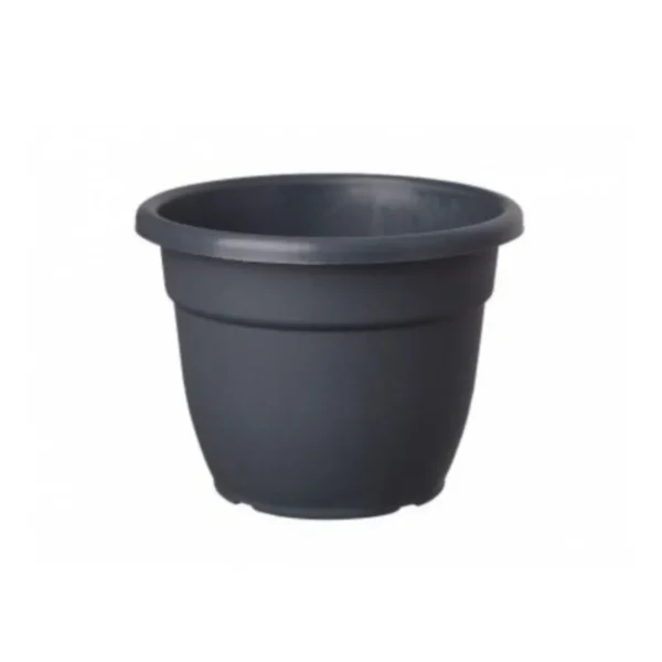 Maceta plástica redonda gris azabache 25 cm – GEMPLAST