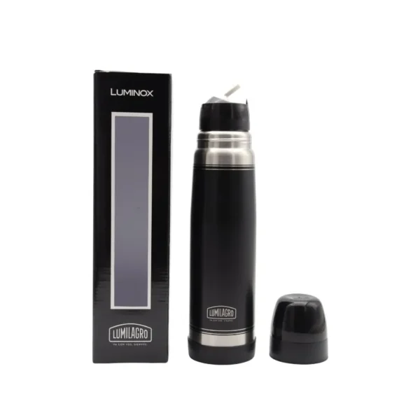 Termo de acero inoxidable Luminox negro 1 L – LUMILAGRO