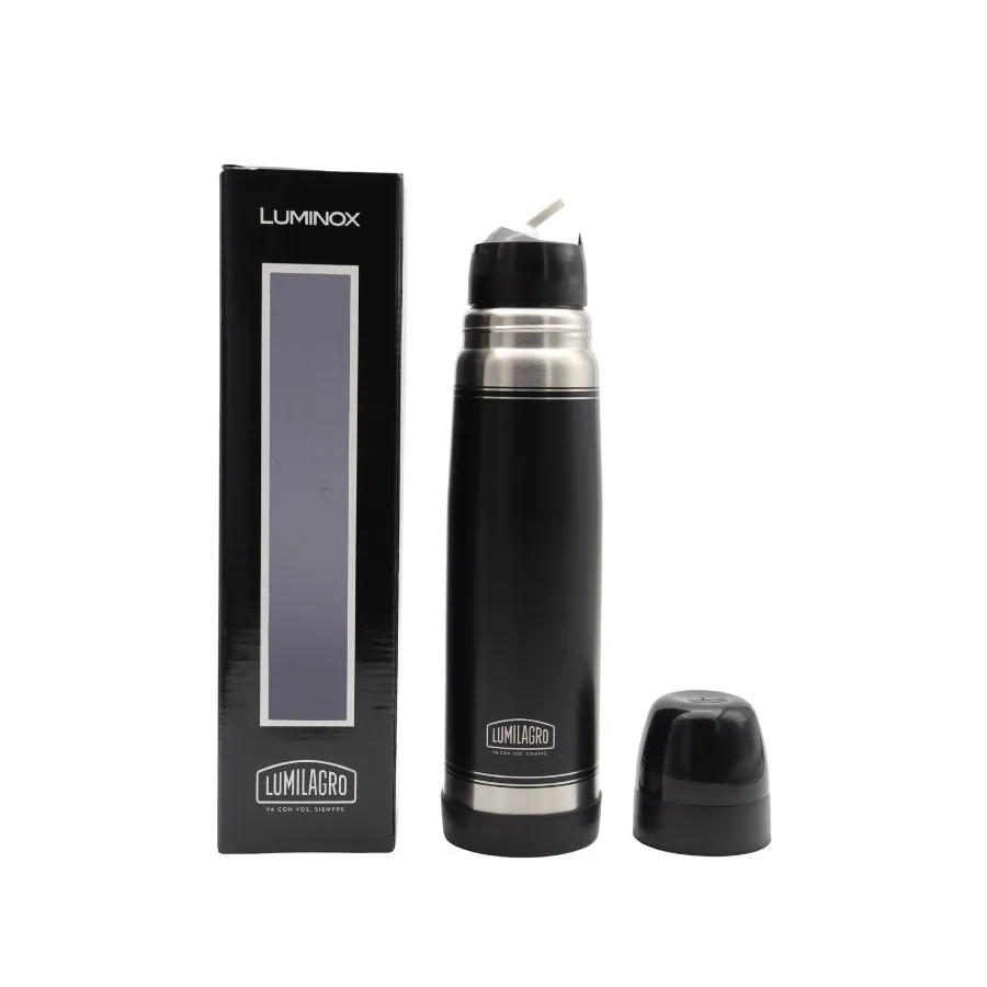 Termo de acero inoxidable Luminox negro 1 L – LUMILAGRO