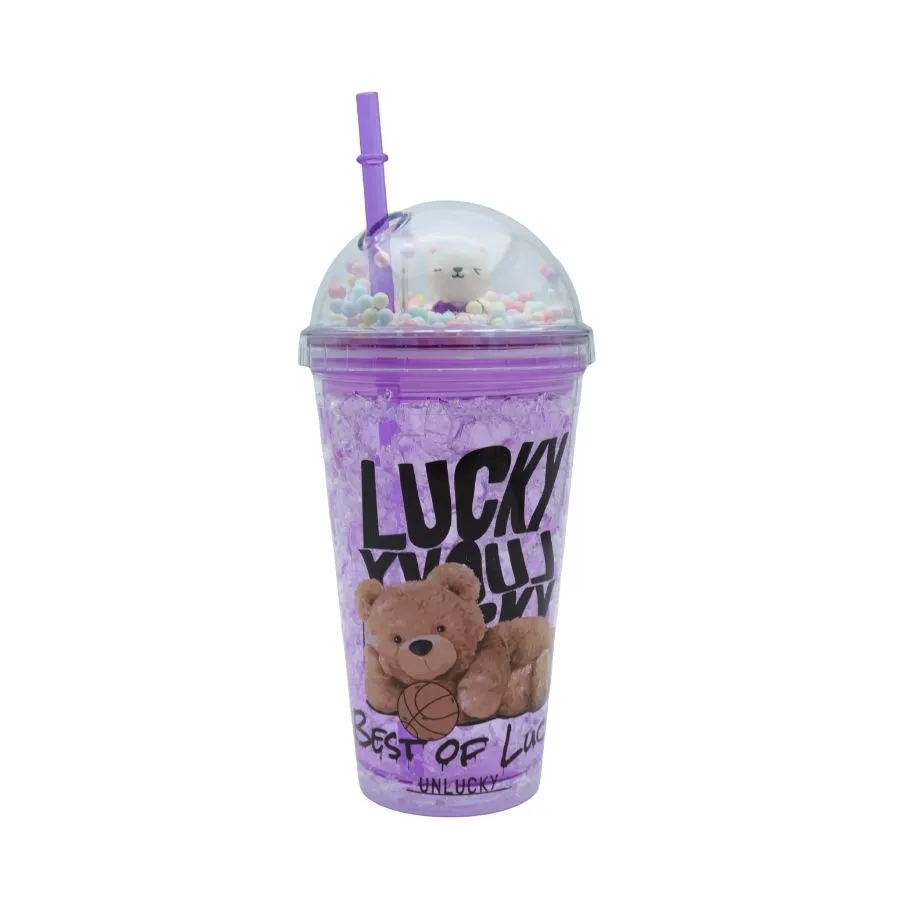VASO ACRIL DOBLE "FROZEN" c/SORBETE VIOLETA