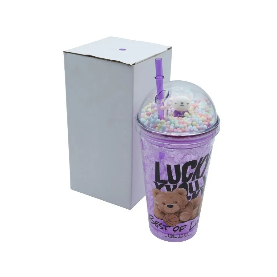 VASO ACRIL DOBLE "FROZEN" c/SORBETE VIOLETA