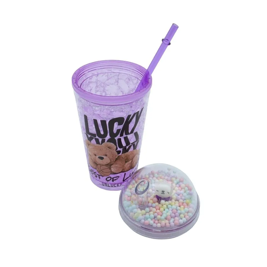 VASO ACRIL DOBLE "FROZEN" c/SORBETE VIOLETA
