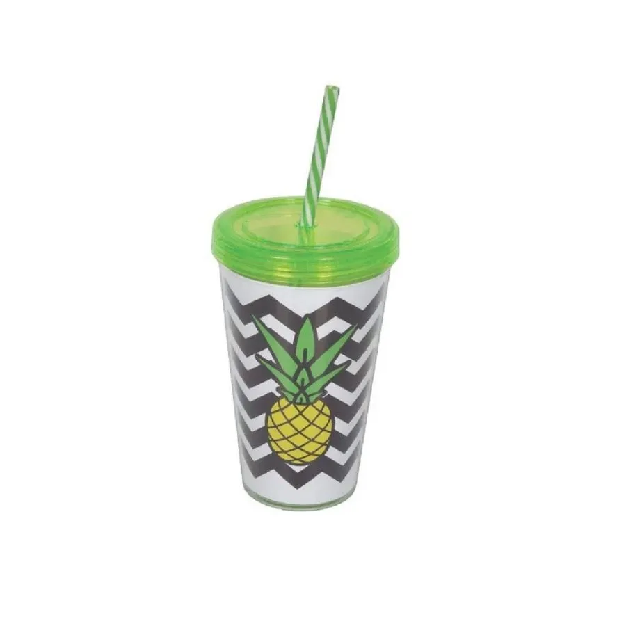 VASO ACRIL DOBLE "SAO" c/SORBETE ANANA