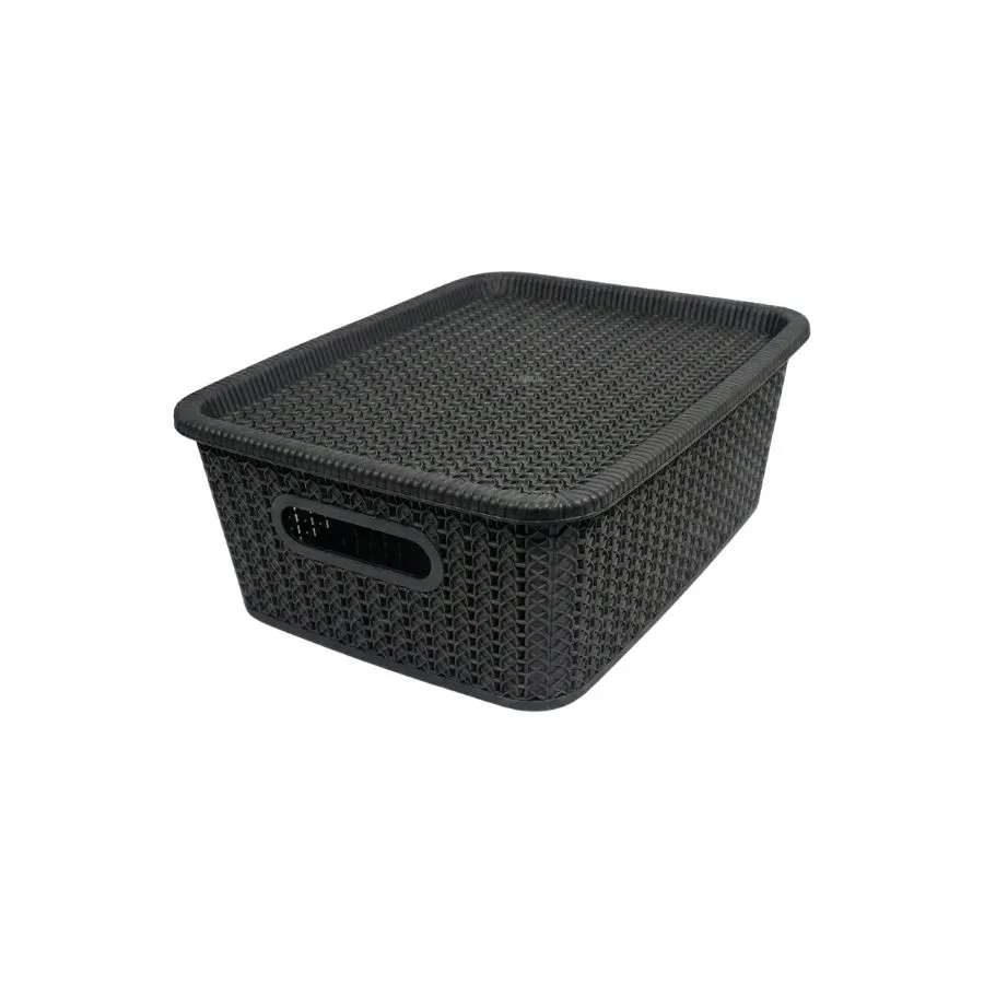 Caja organizadora ratán 12,5 L con tapa negra – SAO LEOPOLDO