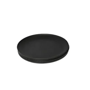 Set platos playos plásticos Premium negros x 4