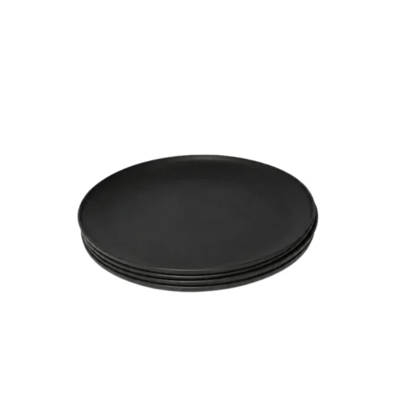 Set platos playos plásticos Premium negros x 4