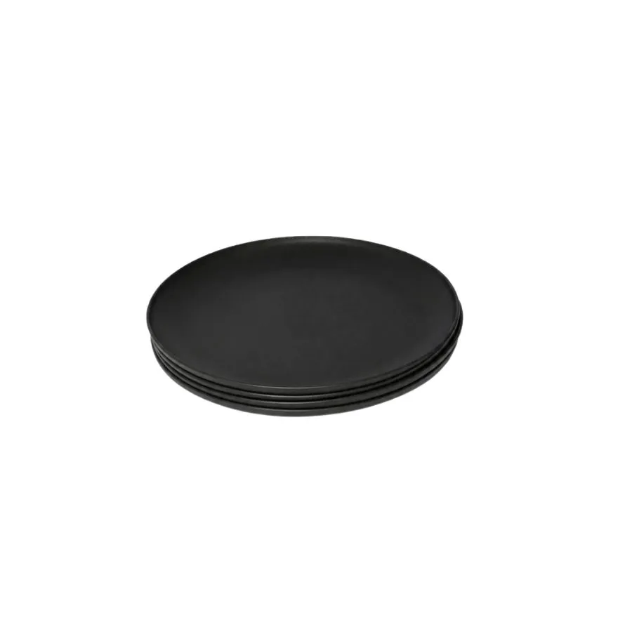 Set platos postre plásticos Premium negros x 4