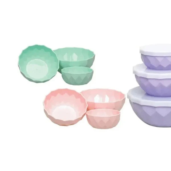 Set bowls plásticos facetados con tapa x 3 – CLIKER