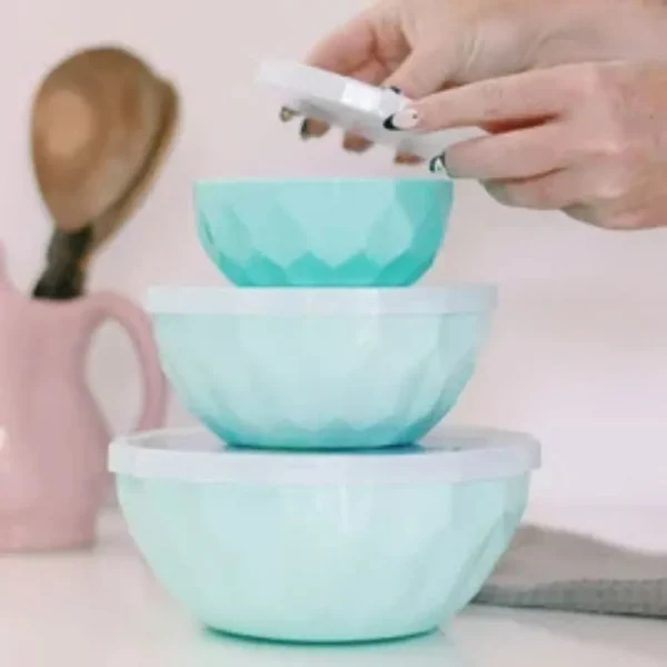 Set bowls plásticos facetados con tapa x 3 – CLIKER