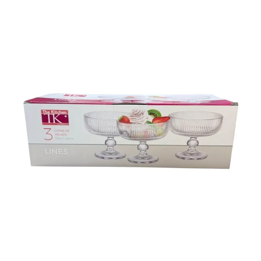 Set copas helado Lines x 3 320 cc - THE KITCHEN