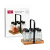 Especiero vidrio x 6 con base madera - THE KITCHEN