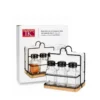 Especiero vidrio x 3 con servidor madera - THE KITCHEN
