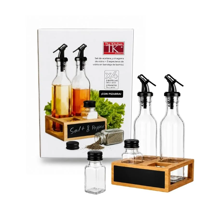 ACEITE - VINAG SET 4 BASE BAMBU c/PIZARR TK