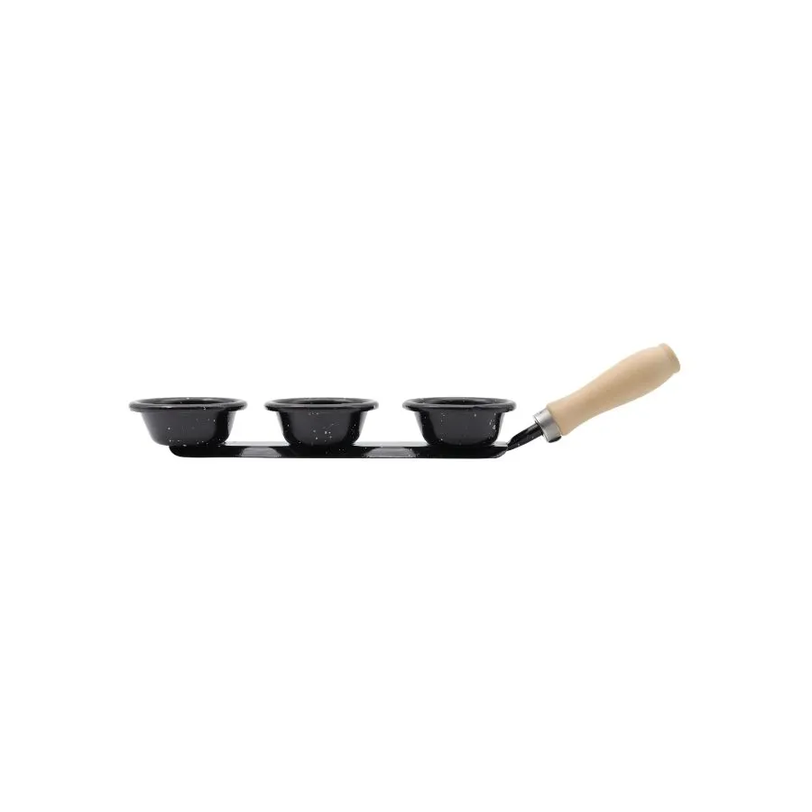 Set cazuelas dip enlozadas x 3 con mango madera