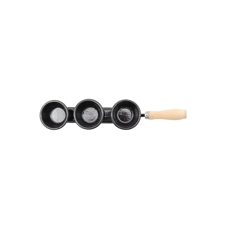 Set cazuelas dip enlozadas x 3 con mango madera - LOZAFER