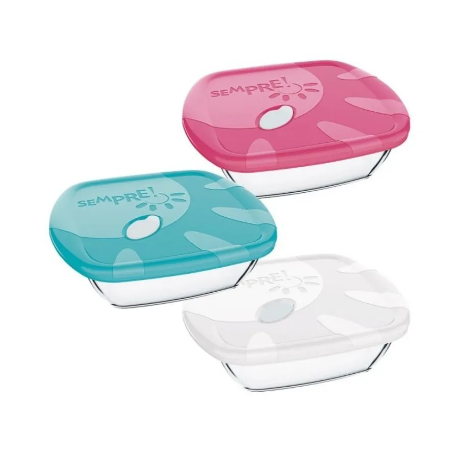Asadera de vidrio  cuadrada con tapa 26,4 x 23,9 cm – SEMPRE